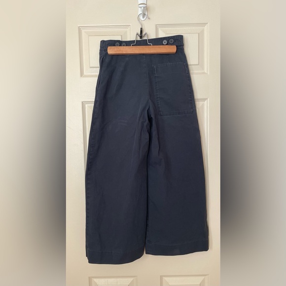 COS Wide Leg Ankle Length Navy Cotton Pants - Picture 2 of 9